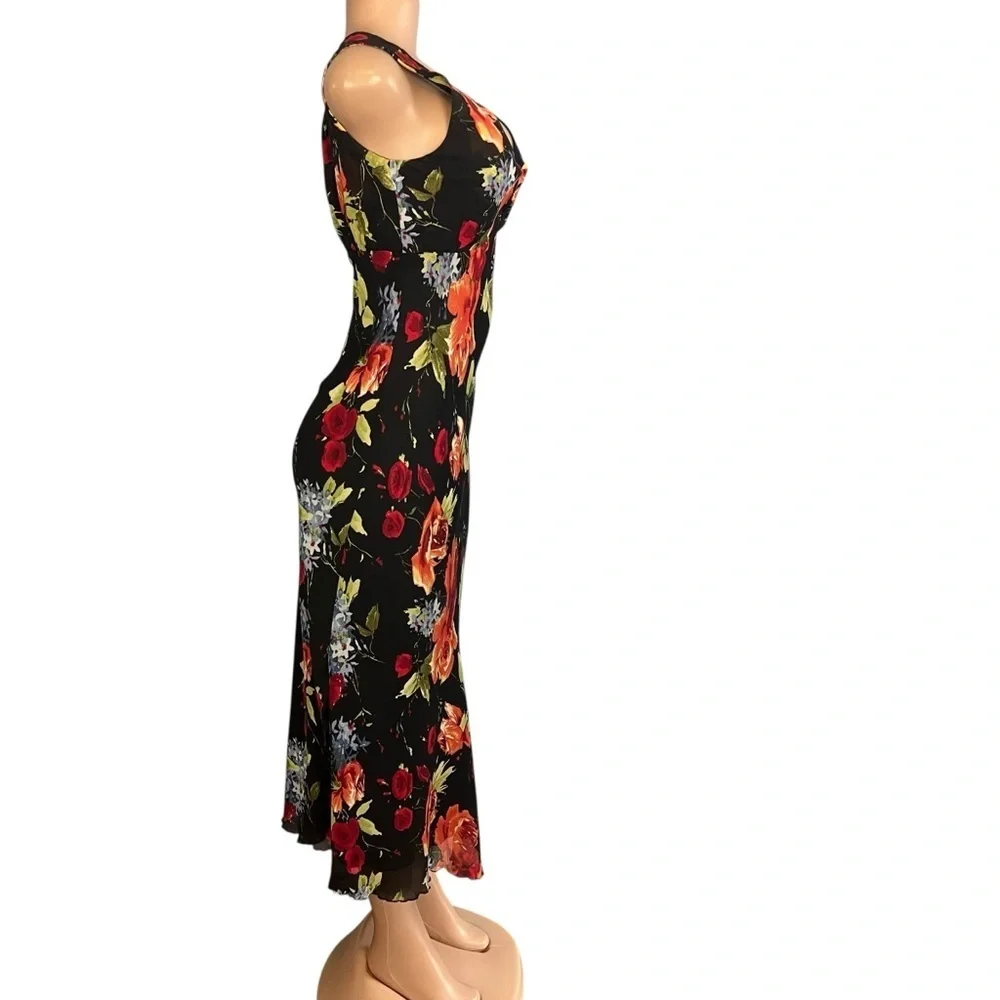 Tribal Y2K Floral Sleeveless Dainty Black Dress - Picture 4 of 8
